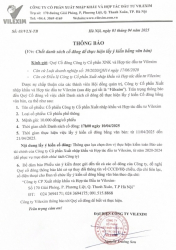 THÔNG BÁO V/V CHỐT DANH SÁCH CỔ ĐÔNG ĐỂ THỰC HIỆN LẤY Ý KIẾN BẰNG VĂN BẢN